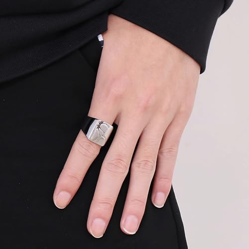 Signet Ring for Men Stainless Steel Classical Statement Band Thumb Ring Size 9-12 - color: A