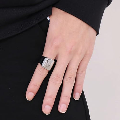 Signet Ring for Men Stainless Steel Classical Statement Band Thumb Ring Size 9-12 - color: A