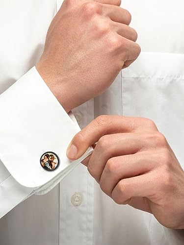 Custom4U Custom Photo Cufflinks for Men Father of the Bride Gifts - color: A-Photo-Black