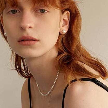 LULII Pearl Necklaces for Women 14K Gold Plated Dainty Layered Single Pearl Necklace Simple Daisy Pearls Choker Cute Gold Necklace Stack Jewelry Sets for Women Trendy Gifts - color: Silver-6mm Pearl