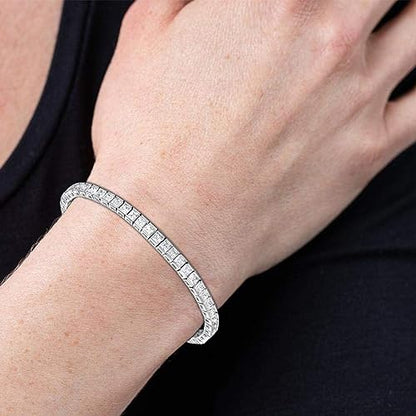 MDFUN 18K White Gold Plated Tennis Bracelet Stud Earrings Jewelry Set for Women and Men - style: 3 Pcs - Necklace/Bracelet/Earrings