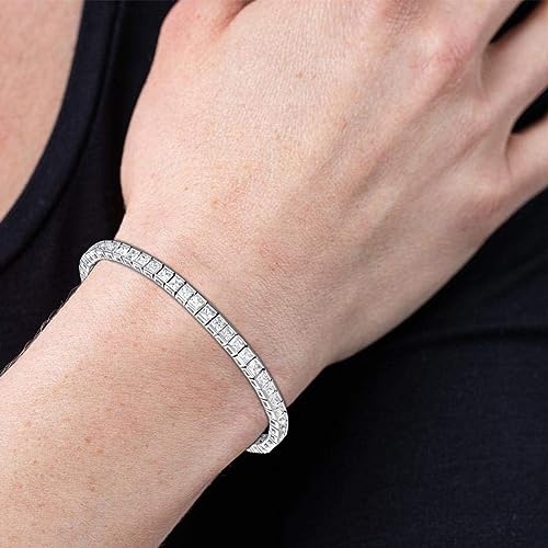 MDFUN 18K White Gold Plated Tennis Bracelet Stud Earrings Jewelry Set for Women and Men - style: 2 Pcs - Bracelet/Earrings