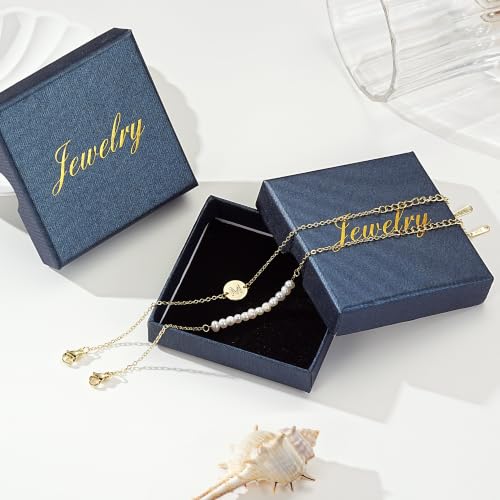 Ritach Gold Initial Bracelets for Women Girls, Freshwater Pearl Bracelet | 14K Gold Plated,Layered Disc Initial Bracelet Stackable Pearl Bracelets for Women Girls,Pearl Jewelry,Birthday Wedding Gifts - color: I