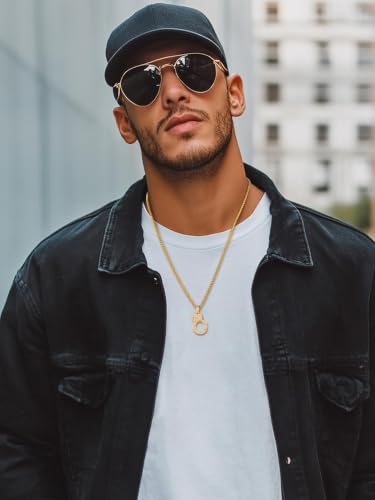 U7 Crown Initial Necklace Men Women, Bling Diamond A-Z 0-9 Letter Pendant with Wheat Chain, Silver/Black/Gold Plated CZ Alphabet Number Hip Hop Jersery for Father Husband - color: a. Gold, size: 15. O