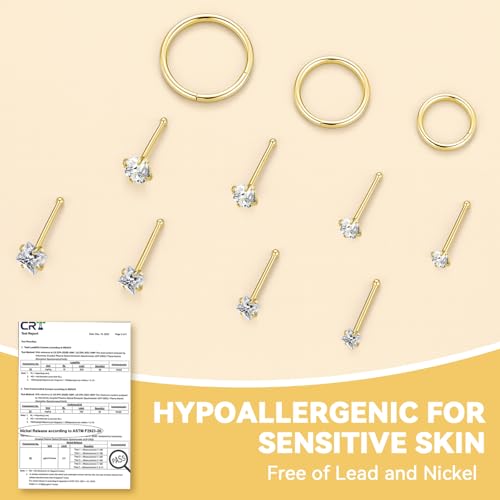 20g Nose Rings Studs and 18g Nose Rings Hoops for Women Men: Hypoallergenic Surgical Stainless Steel Threadless Corkscrew/L Shape/Straight Nose Studs Round Square Simulated Diamond CZ 1.5/2/2.5/3mm Nose Bone Studs Hinged Clicker Segment Nose Hoops Septum