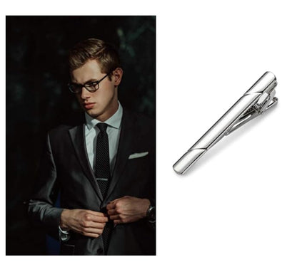 Tie Clips for Men, Men's Tie Clip Stainless Steel Metal Simple Necktie Tie Bar Clasp Clip For Business Wedding and Daily Life (Silvery)