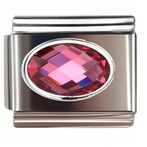 Italian Bracelet Charm,9mm,April,Birthday & Date > Birth Stone - Simple Ellipse - color: July