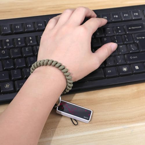 Pack of 10 Wrist Coil Spiral Hair Ties Set, Coiled Phone Cord Hair Bands Elastic Wristband, Stretchable Key Ring Bracelet for Gym, Pool, ID Badge, Outdoor Sports1.6 Inch