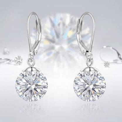 Pearl Leverback Earrings for Women Dangle Round Gemstone Earrings Birthstone Jewelry Gift Anniversary for Her - color: 04 April birthstone