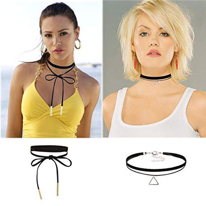 K&Q 52 PCS Choker Necklace, Classic Gothic Black Cute Lace Velvet Collar Choker Necklace Set
