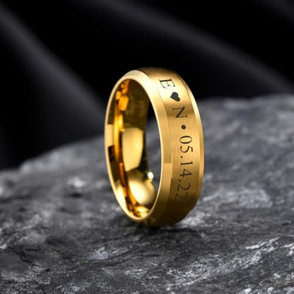 VNOX Customize Personalized 6MM/8MM Tungsten Carbide/Stainless Steel Simple Matte Brushed Finish Wedding Band Engagement Rings for Men Women,Size 5-14 - color: Gold Plated-6mm-stainless-steel