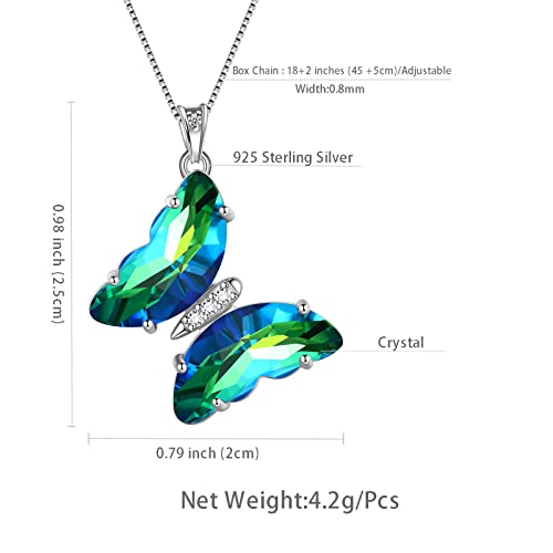 Aurora Tears Butterfly Necklace Earrings Ring Bracelet - Women 925 Sterling Silver Animal Butterflies Birthstone Pendant Crystal Wedding Birthday Jewelry - color: pendant-E.May