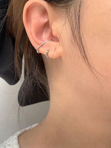 Ear Cuffs Non Piercing Dainty Cartilage Helix Ear Wrap Hypoallergenic Adjustable Clip On Earrings for Women - color: Silver for right ear