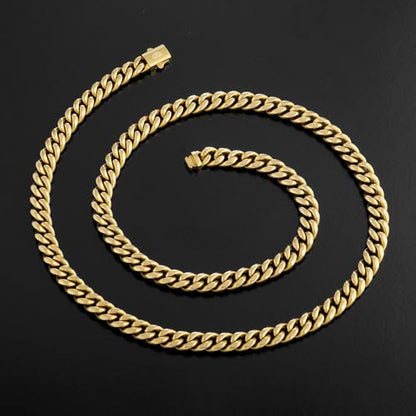 Hip Hop 18K Gold Cuban Link Chain for Men, 8mm Miami Cuban Necklace 316L Stainless Steel, Gold & Silver Available, Quick Lock Button Clasp, Anti-Tarnish Skin Friendly Mens Jewelry Gifts, 18-24" - color: Gold