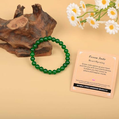 AD Beads Handmade Gemstone Stretch Elastic Bracelet Crystal Healing Reiki Nature's Beauty and Spiritual Essence Unisex (4mm, Green Jade (Heart Opening)) - color: Green Jade (Heart Opening), size: 4mm