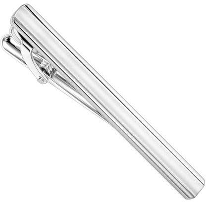 HAWSON Light Gold Silver Tie Clips for Mens Necktie, Elegant Satin Tie Bars Pins Tacks, Suit Tie Accessories Business Wedding Gifts - style: Light Silver Classic 1 (Concave Middle)