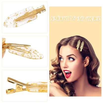 16PCS No Bend Hair Clips and Glitter Gold Bangs Clips - Makeup Ready Hair Setting Kit with Bridesmaid Proposal Gift - color: 16Pcs（8 Cards）Gold Glitter hair clips
