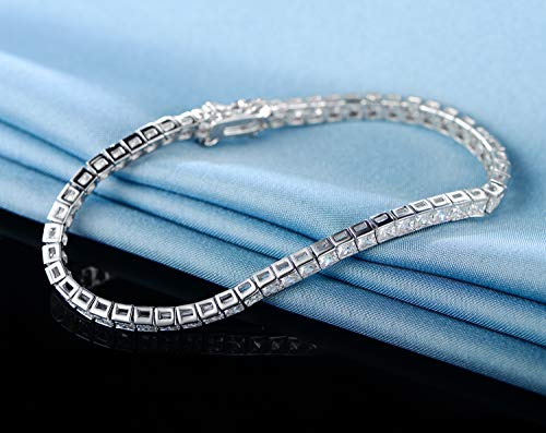 14K White Gold Plated 3.0mm Bracelet Classic Hypoallergenic Cubic Zirconia Tennis Bracelet for Women 6.0-8.5 Inch - size: 7.5 inch