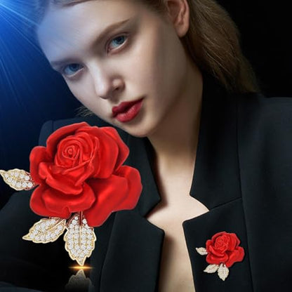 Red Rose Flower Brooches and Pins for Women Costume Jewelry Brooch Pins Broches Jewelry for Women Elegant Lady Pin - style: Rose Bud