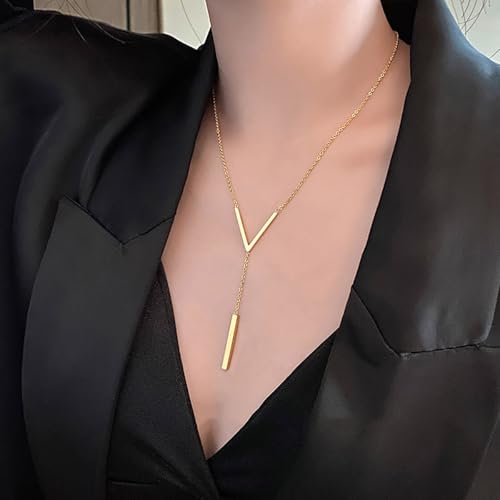 Disc Bar Pendant Layering Necklace for Women,Stainless Steel Layered Chain Choker Simple Trendy Everyday Jewelry