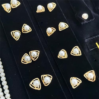 Velvet Travel Jewelry Case Roll Bag Organizer for Necklace Bracelet Earrings Ring (Black) (Black（6+2+4+2) - color: Black (6+2+4+2)