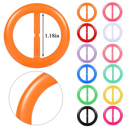 12PCS Silk Scarf Ring Clip T-shirt Tie Clips for Women Fashion Resin Ring Scarves Clasp Waist Buckle for Shirts Wrap Holder with 1 Exquisite Box 12 Colors (Rainbow Style)