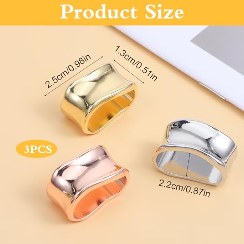 3 Pcs Scarf Rings for Women, Silver Golden Metal Scarf Clips Minimalist Geometric Shawl Slide Buckle Brooch Silk Scarves Shawl Clip for Silk Scarves Fashion Accessories