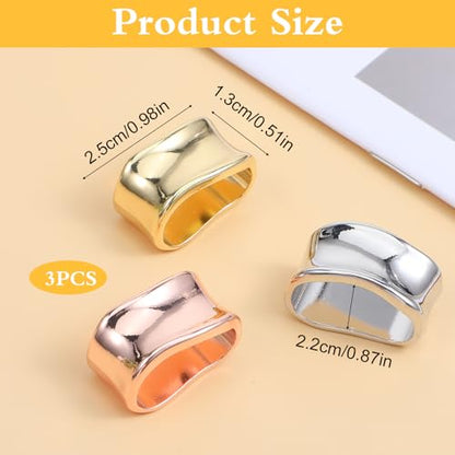 3 Pcs Scarf Rings for Women, Silver Golden Metal Scarf Clips Minimalist Geometric Shawl Slide Buckle Brooch Silk Scarves Shawl Clip for Silk Scarves Fashion Accessories