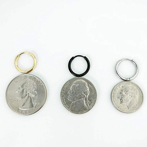 EACHLP Tiny Hoop Earrings 18K Real Gold Plating Surgical Steel Unisex - style: 10MM Hoops