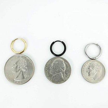 EACHLP Tiny Hoop Earrings 18K Real Gold Plating Surgical Steel Unisex - style: 10MM Hoops