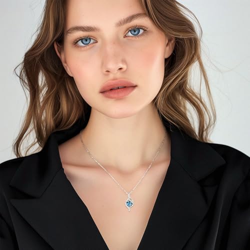 FANCIME Birthstone Necklace for Women Jewelry Gift for Her | Infinity Love Pendant Sterling Silver, Birthday Gift for Women, Adjustable 16+2" - color: 12 - Created Blue Topaz