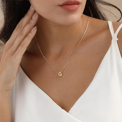 14K Gold Plated Bubble Letter Necklace, Tarnish Free and Waterproof Dainty Initial Necklace for Women, Trendy Personalized Gold Jewelry Gift for Her - color: Gold, style: G