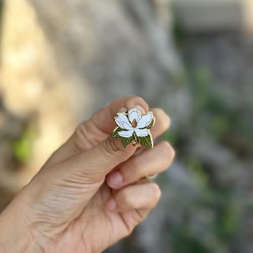 Enamel Flower Wedding Pin - Floral Brooch for Men & Women - Lapel Pin Favors - style: Magnolia