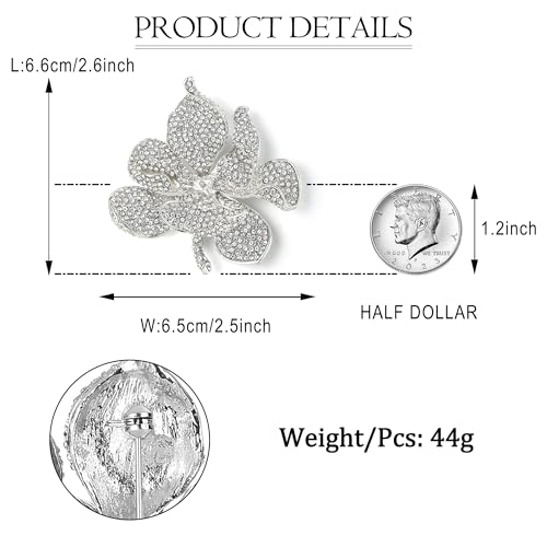 EVER FAITH Women's Austrian Crystal Orchid Flower Petal Brooch - color: Clear Silver-Tone