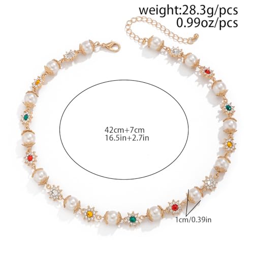 Gold/Silver Pearl Necklace for Men Faux Pearl Choker Necklace Beaded Adjustable Chain Gothic Chunky Beaded Statement Hip Hop Rock Party Festival Collar para Hombre Fashion Jewelry Gift for Men - style: Style-B-GD