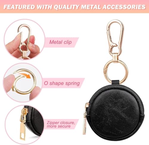 LUCKINEE Ring Holder Keychain, Travel Ring Case Ring Holder Pouch for Women Men - color: Dark Black