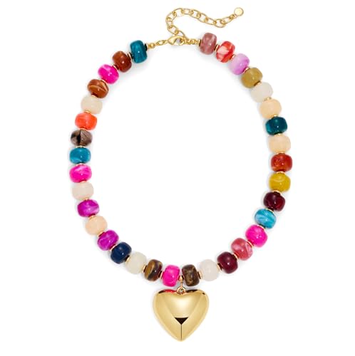 LILIE&WHITE Resin Chunky Beaded Necklace for Women Minimalistic Modern Statement Necklace Jewelry Accessories - color: XL23227F