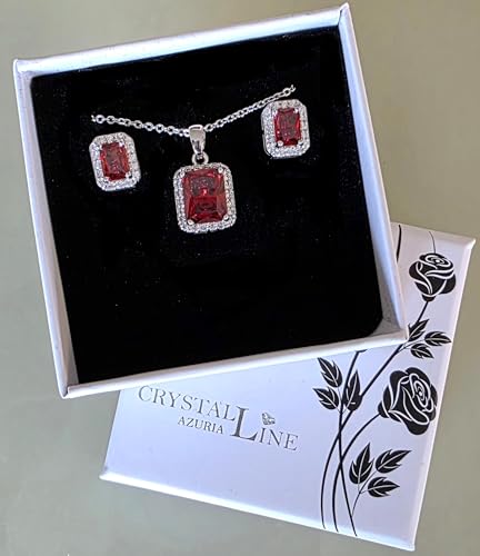 Jewelry Sets for Women Costume Jewelry Sets Wedding Jewelry Set with Necklace and Earring for Bride Bridesmaid Jewelry - color: Red