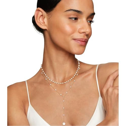 Layered Pearl Necklaces for Women 14K Gold Plated Trendy Faux Pearl Drop Y Necklace Dainty Pearl Choker Gold Layering Necklace,Jewelry Gift for Her,Mother,Wife,Girlfriend - style: Pearl Y Necklace