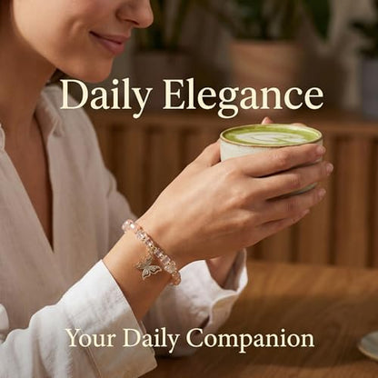 jasonking Butterfly Crystal Stretch Bracelet for Women,Birthday Gift for Mothers,Mother's Day gift - color: light yellow
