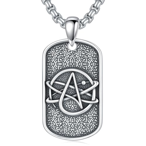 ROMANTICWORK Cross Necklace for Men 925 Sterling Silver Three Nail Cross/Atheist/Anchor/Skull Pendant Christian Protect Jewelry Birthday Gifts for Husband - color: Atheist-A