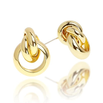 Jean Beau Chunky Gold Stud Earrings for Women Trendy Gold Plated Dangle Drop Prom Birthday Fashion Office Jewelry Gift - color: Knot