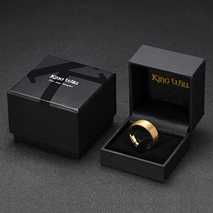 King Will Wedding Band for Men Women, 2/4/6/7/8mm Domed Matte Brushed Tungsten Carbide Rings, Solid/Dual Color Engagement Rings, Comfort Fit - color: Gold-8mm