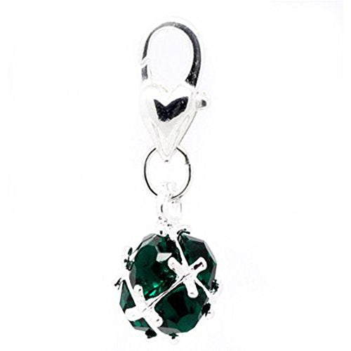 Sexy Sparkles Birthstone Dangle Charm Pendant for European Clip on Charm Jewelry with Lobster Clasp - color: Emerald - May