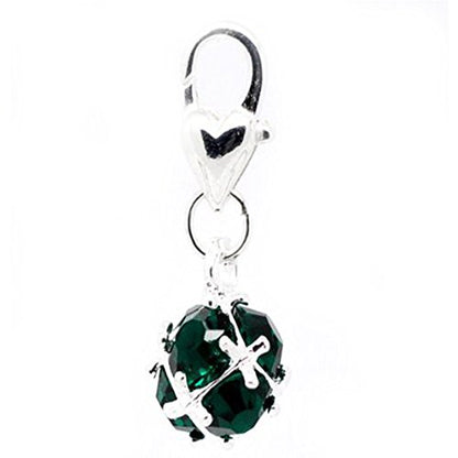 Sexy Sparkles Birthstone Dangle Charm Pendant for European Clip on Charm Jewelry with Lobster Clasp - color: Emerald - May