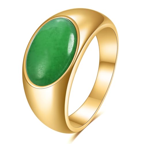 MYNENEY Signet Mens Pinky Rings Statement Wedding for Women - color: Green-Gold