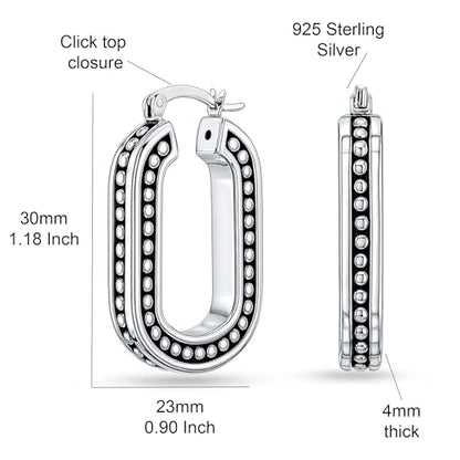 LeCalla 925 Sterling Silver Bali-Style Hoop Earrings Lightweight Click-Top Antique Two-Tone Beaded Italian Bali Style Earring Hoops for Women - style: O-shape Beaded