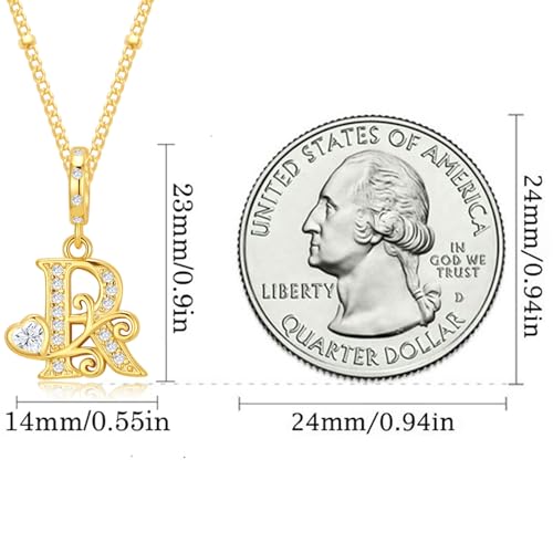 TIZU Initial Necklaces for Women - Dainty 14K Gold Plated Letter Pendant Trendy Personalized Initial A-Z Necklaces Jewelry Gift - color: Gold-R