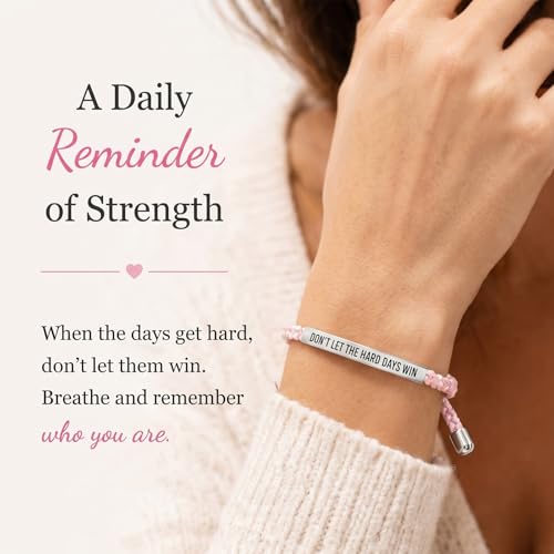 Frodete Dont Let The Hard Days Win Bracelet Inspirational Gifts for Women Adjustable Braided Tube Bracelet Gifts for Friends - color: A3:pink