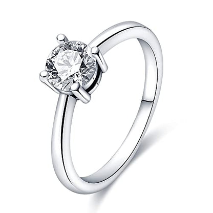 KUNSIR 925 Sterling Silver Rings Classic Cubic Zirconia Eternity Promise Statement Anniversary Wedding Bands Engagement Rings for Women Infinity Forever Love Ring Size 7-9 - style: Clear Stone Ring
